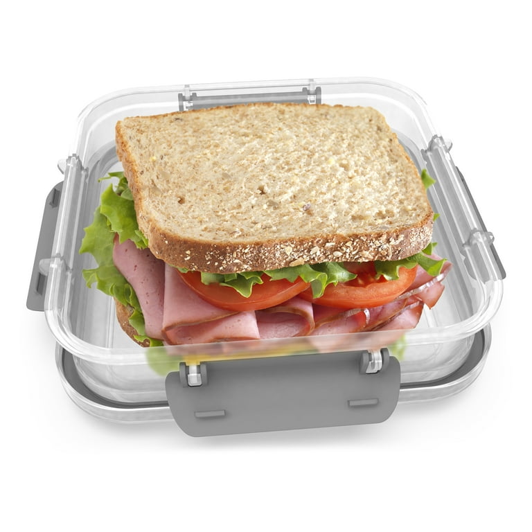 BioSmart Sandwich Container Reusable, BPA Free Plastic Food Storage with Snap-Off, Leak-Proof Lid