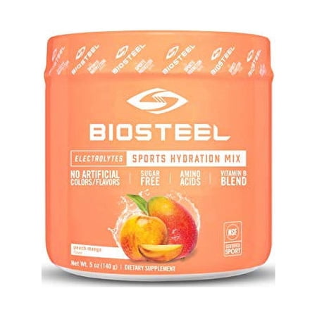 BioSteel Hydration Mix, Sugar-Free with Essential Electrolytes, Peach Mango, 20 Servings