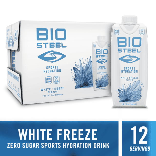 BioSteel Sports Drink, Great Tasting Hydration with 5 Essential Electrolytes, White Freeze Flavor, 16.7 Fluid Ounces, 12-Pack