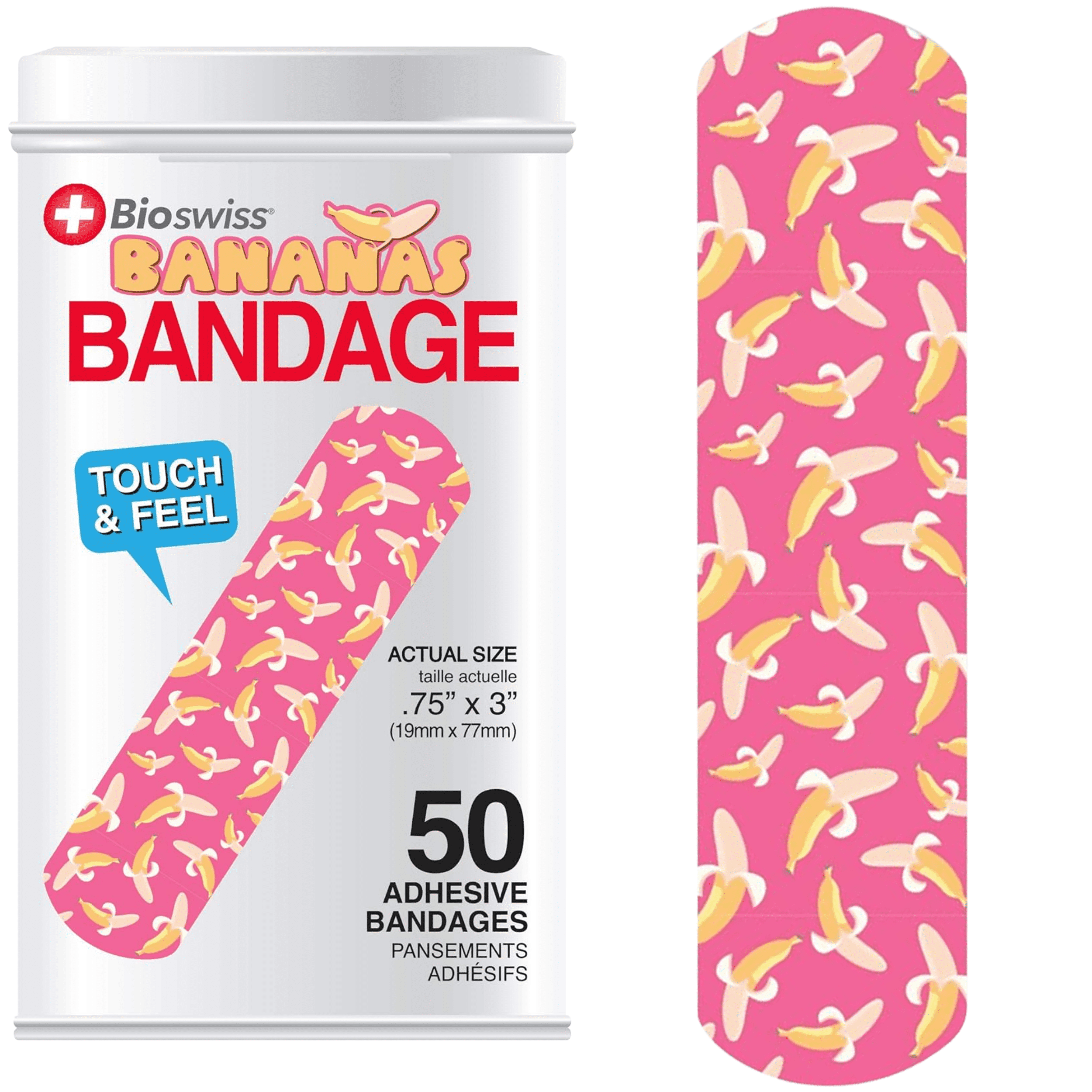 ボディ・フェイスケア Bonic Pro&Bonic Bandage BioSwiss Bandages, Banana Print Self Adhesive Bandage, Latex