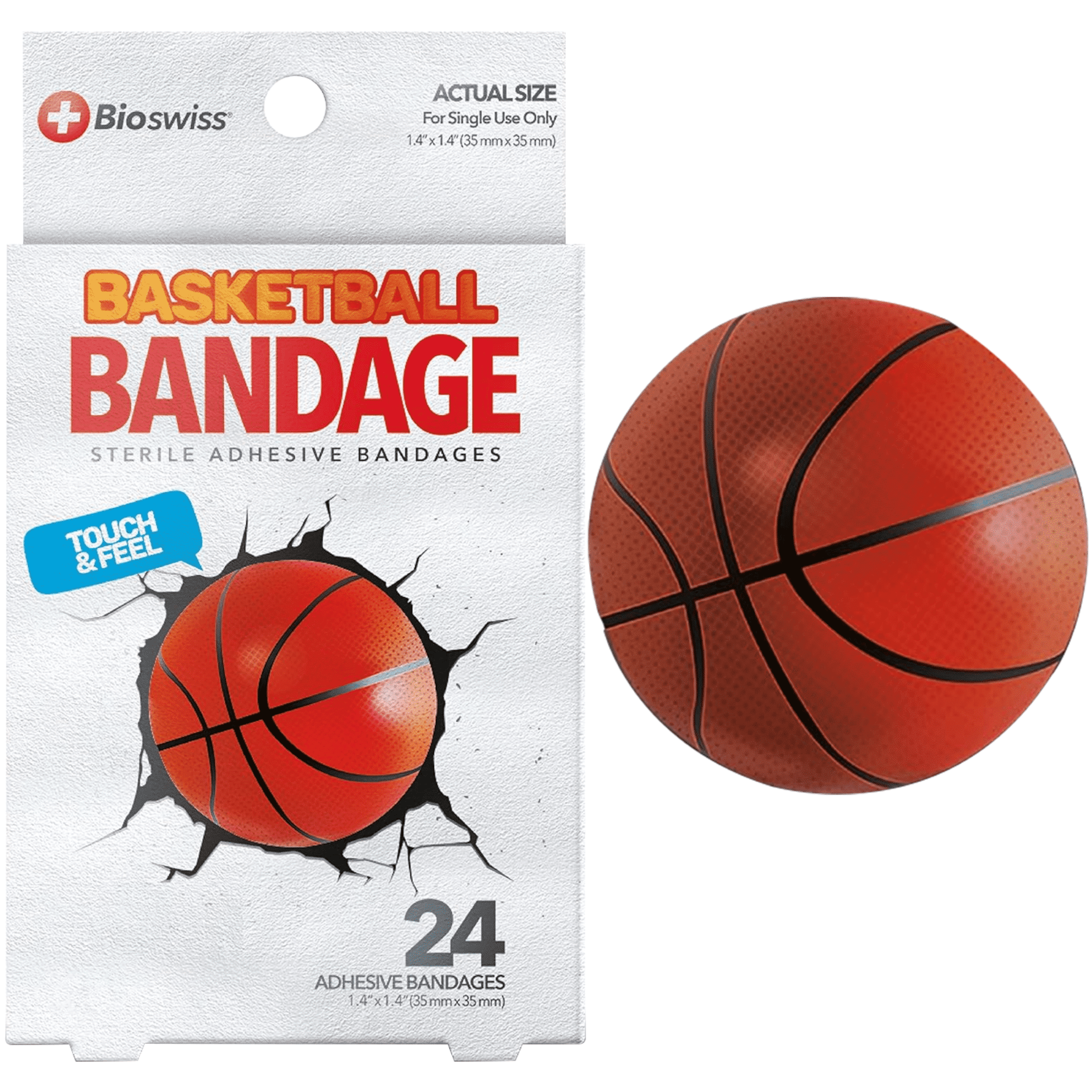 BioSwiss Basketball Shaped Bandages, Sterile, Fun First Aid Kit