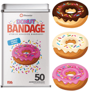 BioSwiss Bandages, Donut Shaped Self Adhesive Bandages, Latex Free Sterile Wound Care, Fun First Aid Kit Supplies for Kids and Adults, 50 Count