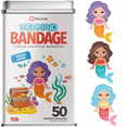 thumbnail image 1 of BioSwiss Bandages, Mermaid Shaped Self Adhesive Bandage, Latex Free Sterile Wound Care, Fun First Aid Kit Supplies for Kids and Adults, 50 Count, 1 of 7
