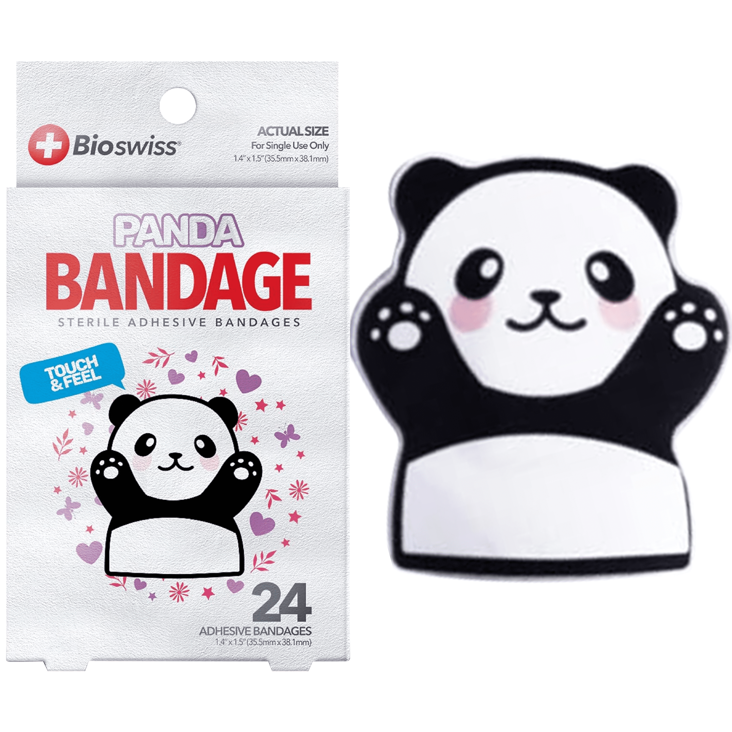 BioSwiss Panda Shaped Bandages, Self Adhesive, Latex Free, Sterile