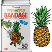BioSwiss Bandages, Pineapple Shaped Self Adhesive Bandages, Latex Free Sterile Wound Care, Fun First Aid Kit Supplies for Kids and Adults, 50 Count