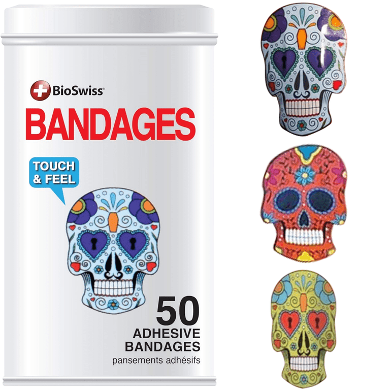 BioSwiss Bandages, Skulls Shaped Self Adhesive Bandage, Latex Free
