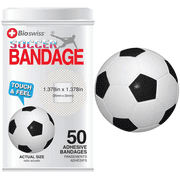 BioSwiss Bandages, Soccer Ball Shaped Self Adhesive Bandage, Latex Free Sterile Wound Care, Fun First Aid Kit Supplies for Kids and Adults, 50 Count