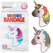 BioSwiss Bandages, Unicorn Shaped Self Adhesive Bandage, Latex Free Sterile Wound Care, Fun First Aid Kit Supplies for Kids and Adults, 24 Count