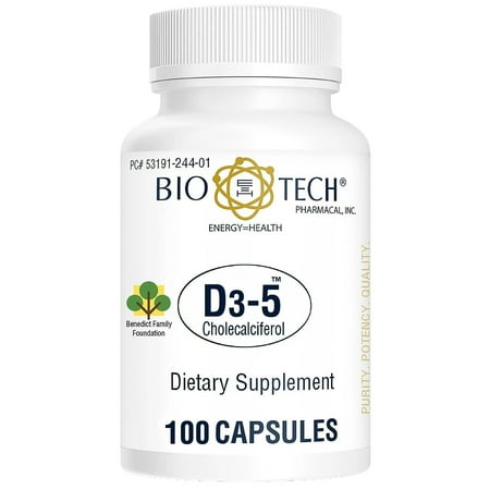 BioTech Pharmacal Vitamin D3-5 Capsules, 5,000 IU, 100 Count