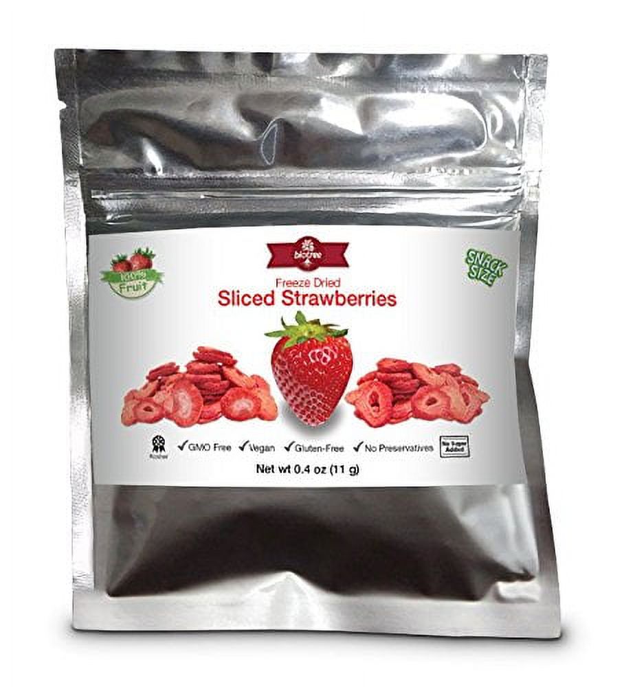 BioTree Labs Freeze Dried Sliced Strawberries - Pack of 0.4 oz, 100% Natural Sliced Fruit, Great for Healthy Snacks, Cereal Toppers, Cupcake Ingredients, Smoothies or Trail Mix | NO Added Sugar or Pre