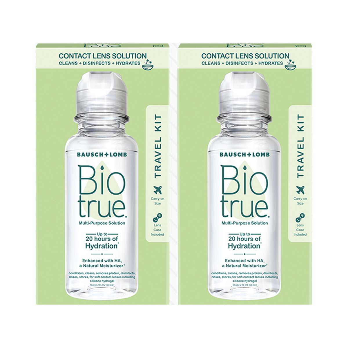 BioTrue Multipurpose Contact Lens Solution Travel Kit 2Pack (2x 2oz 60mL)