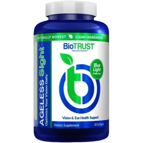 BioTrust Ageless Sight, Blue Light Protection, Promotes Optimal Eye Health, Visual Performance and Brain Health, Support for Digital Eye Strain, Non-GMO, Gluten-Free, 30 Soft gels
