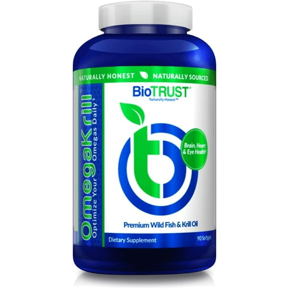 BioTrust OmegaKrill EPA & DHA Omega 3 Supplement, Fish and Krill Oil to Provide Support for Joint, Heart, Brain, Eye and Skin (30 Servings)