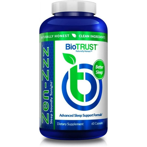 BioTrust Zen-Zzz, Non-Habit-Forming Sleep Support Supplement — Melatonin, L-Theanine, Glycine, Magnesium, Lemon Balm, Passion Flower, Chamomile — 60 Capsules