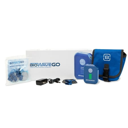 BioWaveGO Non-Opioid FDA Cleared Wearable Chronic Pain Relief Technology - Blue