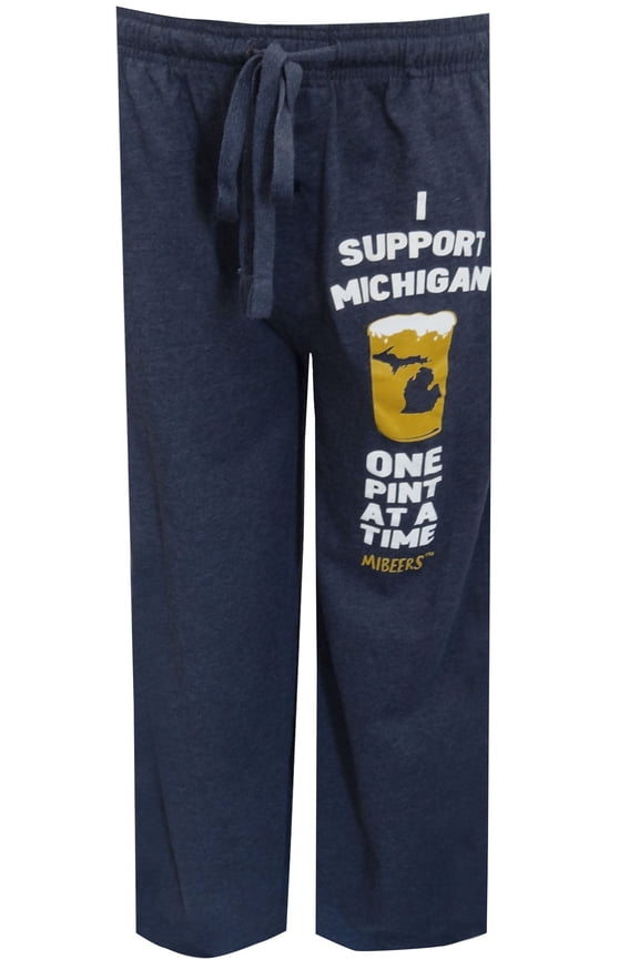 BioWorld Merchandising Mens Michigan Brewers Guild Michigan Beer Navy Blue Lounge Pants (Small)