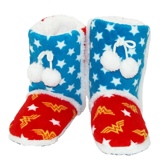 BioWorld Wonder Women's Terry Boot Length Outdoor Fuzzy Slipper