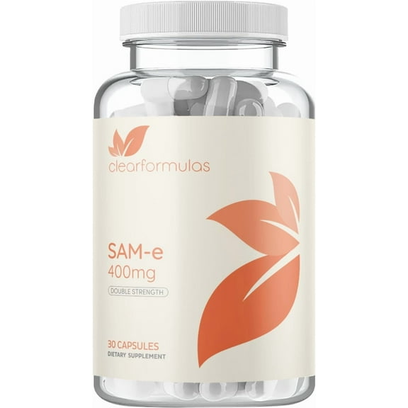Clear Formulas Bioactive SAM-e Supplement Capsules 400 mg, Liver, Joint & Mood Support, 30 Count