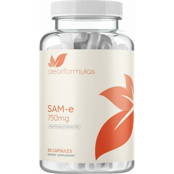 Clear Formulas Bioactive SAM-e Supplement Capsules 750mg, Liver, Joint & Mood Support, 90 Count