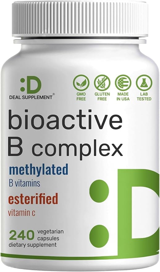 Bioactive Vitamin B Complex | 240 Veggie Capsules - Methylated B ...