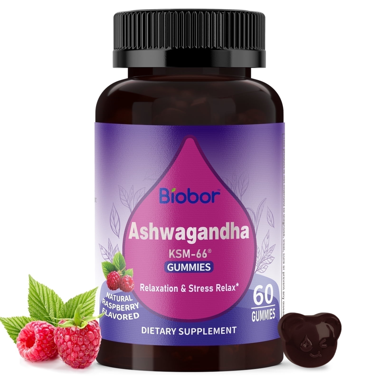 Walmart daily deals:  Biobor Ashwagandha Gummies, KSM-66 Root Extract with Vitamin D3, Stress & Immune Support (Raspberry, 60ct)