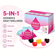 Biobor Womens Daily Nutrition Gummy Pack, 5 in 1 Multivitamin Wellness for Bones/Immunity Support/Stress Relief/Beaty Glow