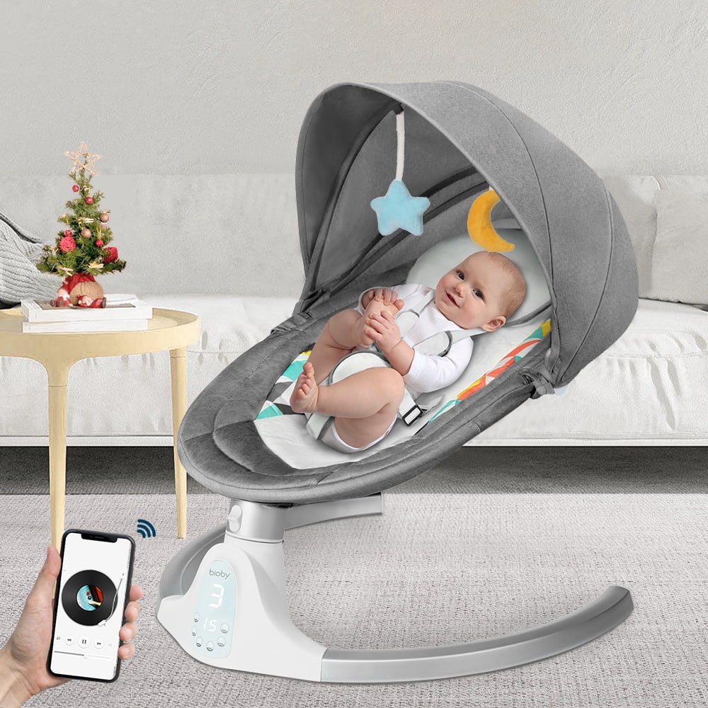 Bioby Infant Swing Rocker with Remote & Bluetooth Grey