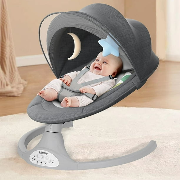 Bioby Electric Baby Swing, Infant Swing Chair Rocker with Remote Control, 5 Swing Speeds, Seat