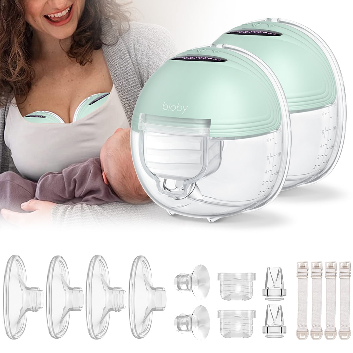 Bioby Portable Electric Breast Pump Milk Extractor Wearable Hand