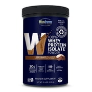 Biochem 100% Whey Protein Isolate, Chocolate, 15.4 oz, 28 Servings | 20g grass-fed whey isolate per serving; certified gluten-free, vegetarian and 99% lactose free