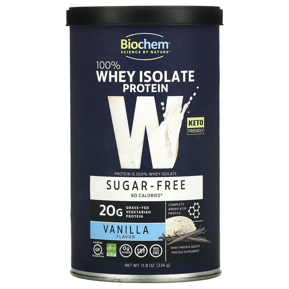 Biochem Sugar Free 100% Whey Protein Vanilla 11.8 oz Powder