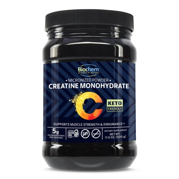 Biochem Micronized Creatine Monohydrate, Unflavored, Vegan, 100 Servings | Supports muscle strength, endurance and high-intensity exercise performance with 5 g per serving