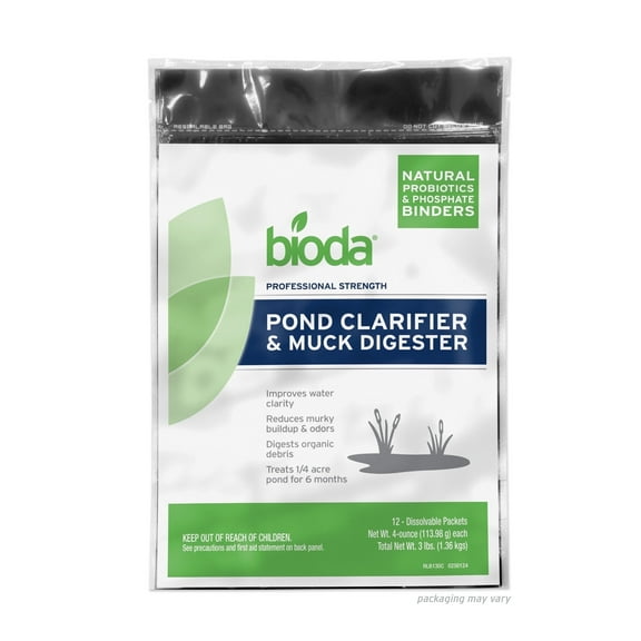 Bioda Pond Clarifier and Muck Digester, Treats 1/4 Acre, 12 Packets