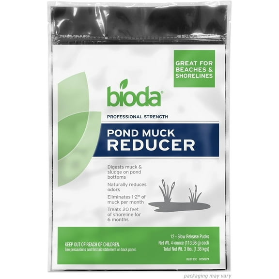 Bioda Pond Muck and Sludge Remover, Effective Natural Beneficial Bacteria, 12-Pack, 4 oz