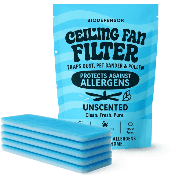 Biodefensor Ceiling Fan Filters – Dust-Lock for Dust, Dander, Pollen – USA Made (5-pack)