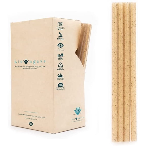 Biodegradable 5.9" Cocktail Short Straws Made From Agave Fibers 150 Pcs | Plant-Based Eco-Friendly Products Drinking Reusable Plastic-Free Gluten Free