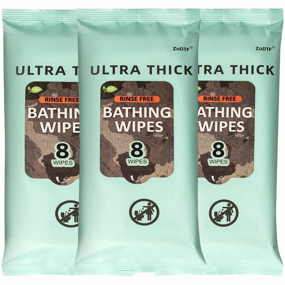 Biodegradable Body Wipes for Camping-Backpacking Gear Essential & Outdoor Active Hiking Supplies, Adult Wet Wipes Extra Large, 100% Plant-Based Must Haves for Eco Conscious 3 Packs