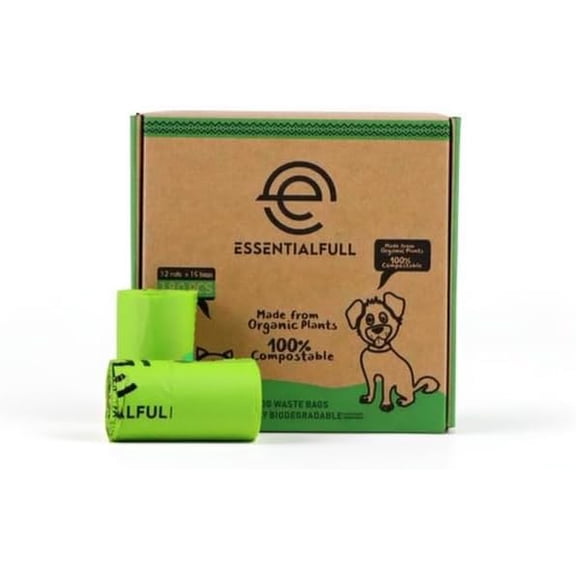 Biodegradable Cat & Dog Bags, Certified Compostable Poop Bags with Handles, 180 Count Refill Rolls, Plant Based and Leak Proof