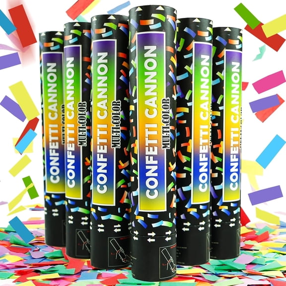 Biodegradable Confetti Cannon 6 Pack Multicolor Party Popper Shooters,12 Inch Large Confetti Cannon for Wedding Celebration Birthday Celebration Baby Shower Decorations Christmas New Year Graduation