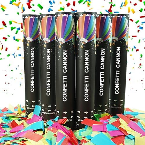 DOUKEE Biodegradable Confetti Cannon Poppers – 2PK Multicolor Confetti Shooter For Parties, Birthdays, New Year’s Eve