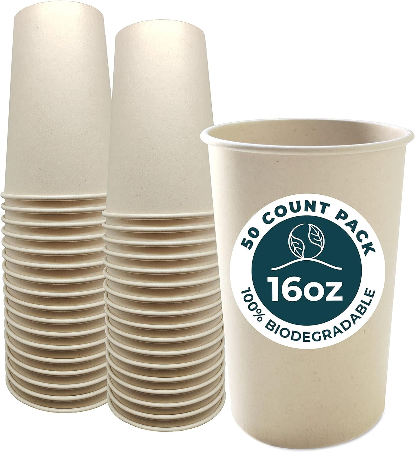 Biodegradable Disposable Coffee Cups EcoFriendly Party Cups, 16 oz