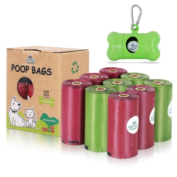 Biodegradable Dog Poop Bags | Pet Waste Bags with Dispenser and Leash Clip for Doggy, Eco-Friendly Leak Proof Disposal Refill Bags150 Counts