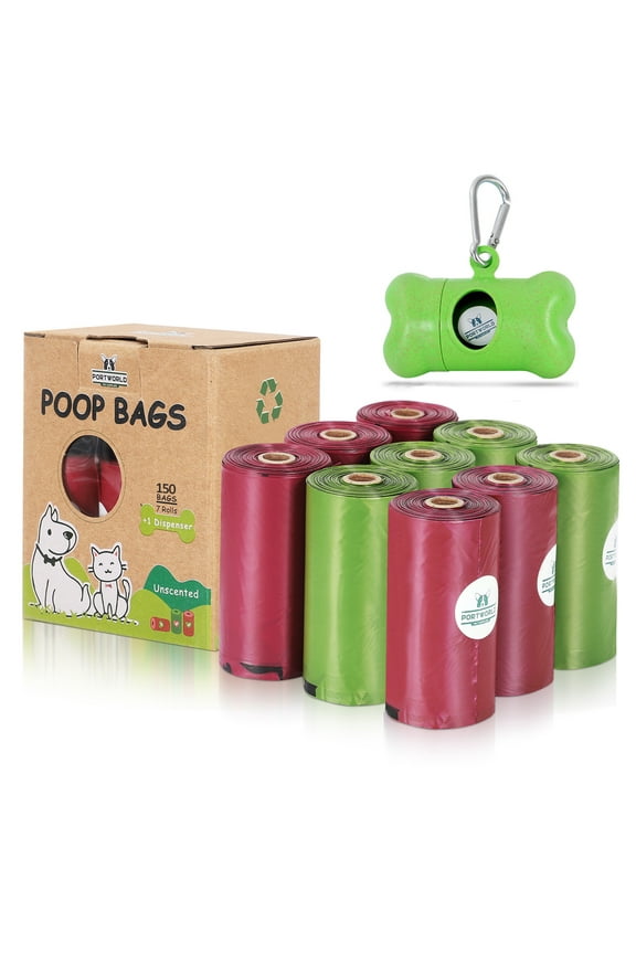 Biodegradable Dog Poop Bags | Pet Waste Bags with Dispenser and Leash Clip for Doggy, Eco-Friendly Leak Proof Disposal Refill Bags150 Counts