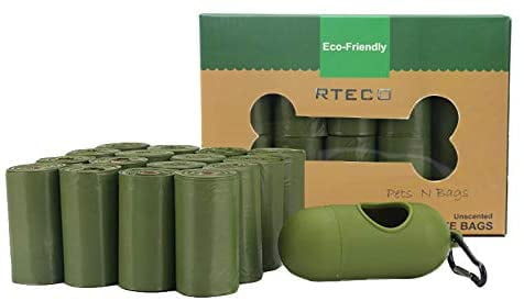 Biodegradable Doggy Poop Bags, Extra Thick Dog Poop Bags with Dispenser and Leash Clip, Scented Waste Bags for Puppy Outdoor Walking and Traveling,240 Counts