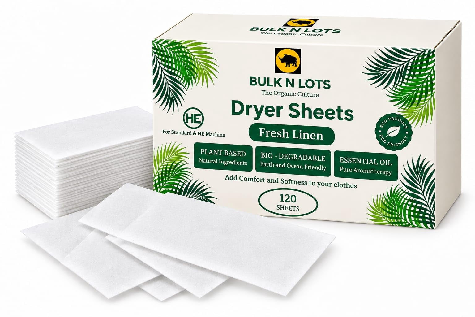 Biodegradable Dryer Sheets, Fresh Linen Scent, Plant‑Based Fabric ...