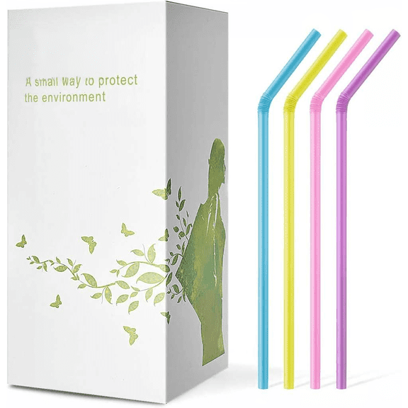 Biodegradable Flexible Drinking Straws 8.25 Inch 200 Count Assorted Colors
