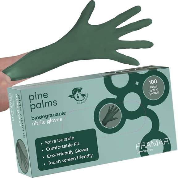 Biodegradable Green Gloves Latex Free Large Disposable Nitrile Gloves Large, Cleaning Rubber Glove Disposable, Non Latex Hair Dye Glove 100 Pk