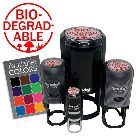 Biodegradable Label Sustainable Compostable Environmentally Friendly Mushroom Self-Inking Rubber Stamp Ink Stamper - Lime Green Ink - Medium 1 Inch