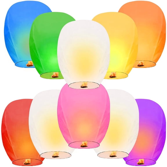 Biodegradable Memorial Lanterns,RUYIQUQU Paper Sky Lanterns 10 Pack Easy Release Floating Wish Lanterns for Weddings Birthdays Memorial Services Celebrations