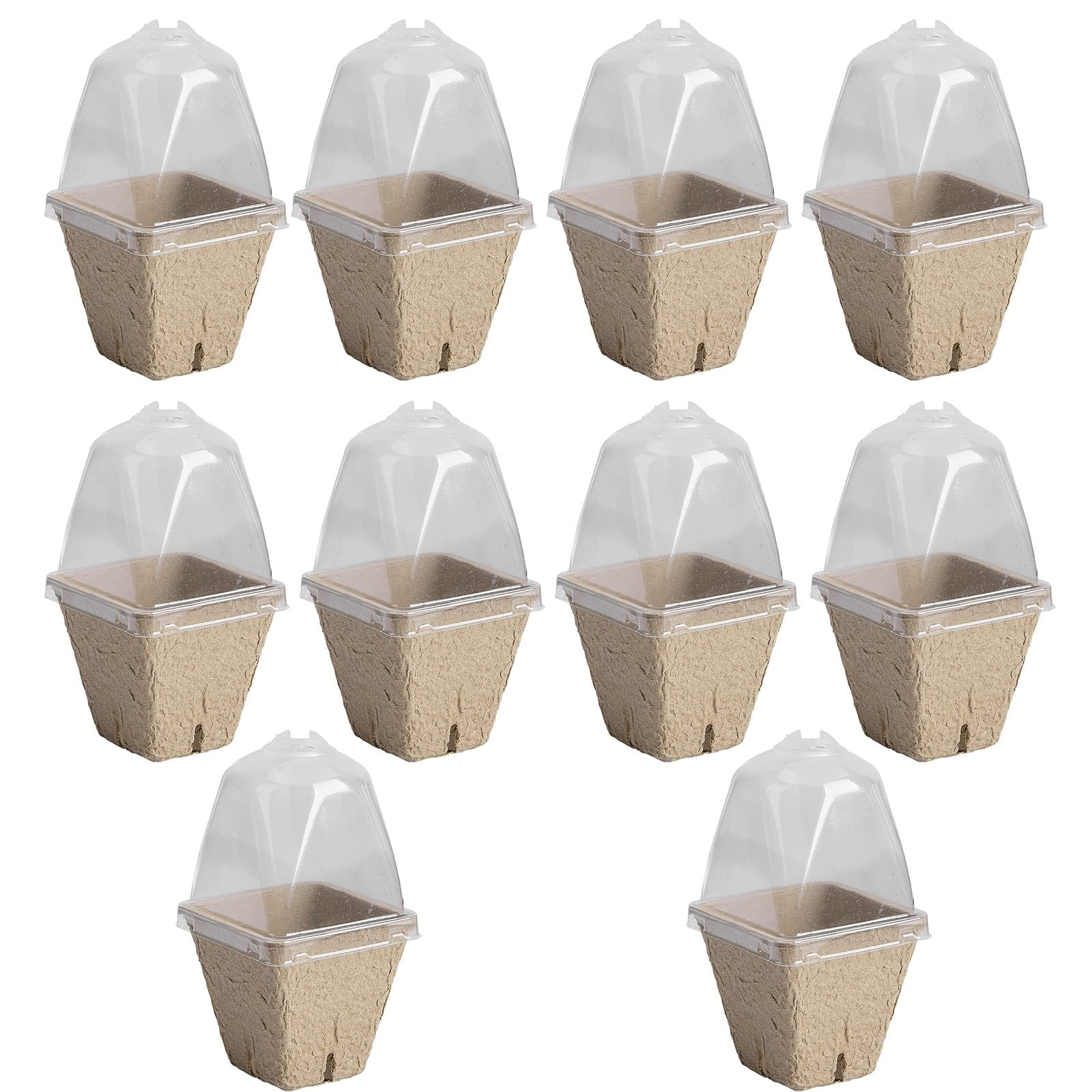 Biodegradable Nursery Pots With Humidity Dome 3.1 Inch Square Seeding